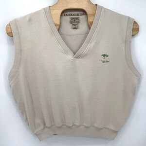 Fairway Blues Men's L Cypress Ridge Cream Vest‎ Golf Pullover Cotton Vintage